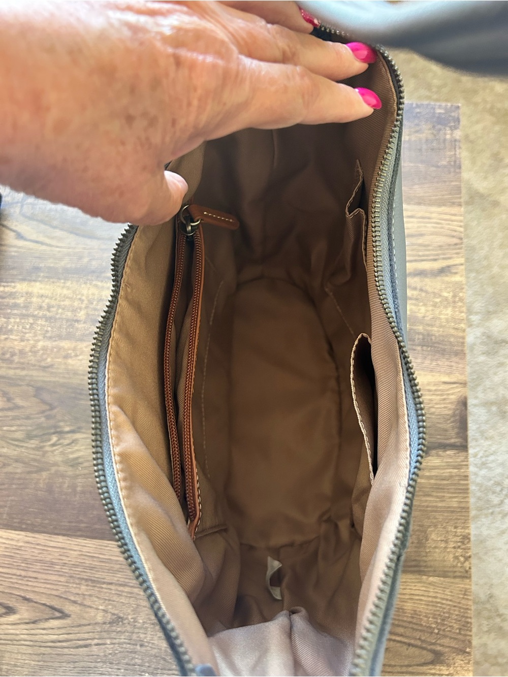 BNNT: The Sak “Sequoia” Blue/Grey All-Leather Hobo Bag with Charm Accent - Picture 9 of 14
